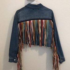 Cropped Fringe Jean Jacket